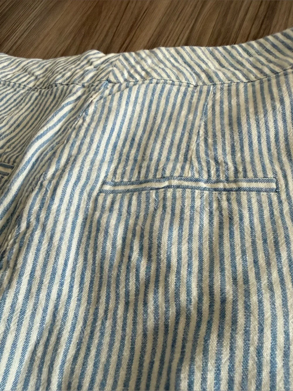 Mango Striped Wide-Leg Linen Blend Pants - Blue & White Size 6